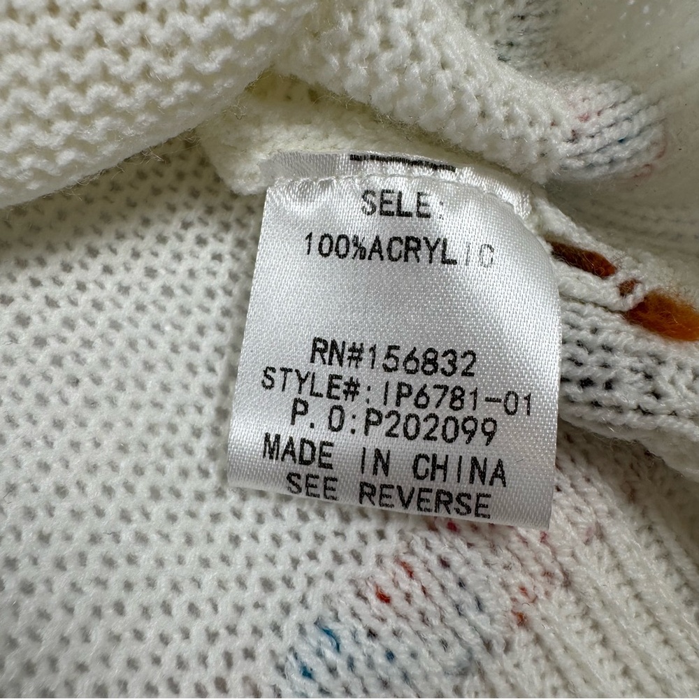 Bibi Women’s‎ XL White Short Sleeve Sweater w/ Multi‑Color Stitching - Picture 7 of 11